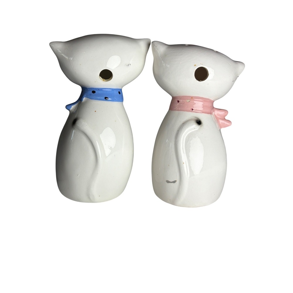 1961 Holt Howard Salt Pepper Shakers Japan Kitty Set Non Working Squeaker - Picture 3 of 16